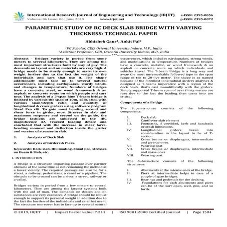 IRJET- Parametric Study of RC Deck Slab Bridge with Varying Thickness: Techni...