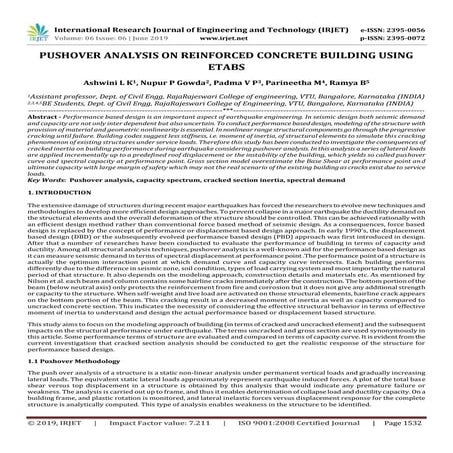 IRJET- Pushover Analysis on Reinforced Concrete Building using ETABS