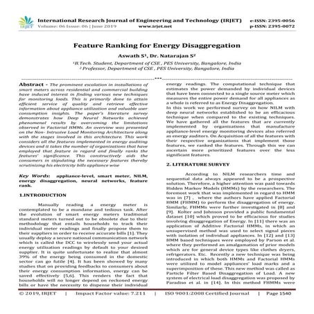 IRJET-  	  Feature Ranking for Energy Disaggregation 