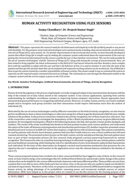 IRJET- Human Activity Recognition using Flex Sensors