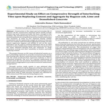 IRJET-  	  Experimental Study on Effect on Compressive Strength of Interlocki...