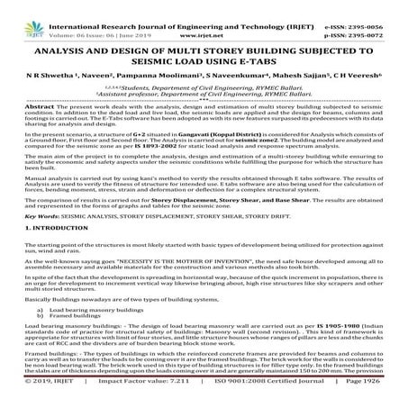 IRJET- Analysis and Design of Multi Storey Building Subjected to Seismic Load...