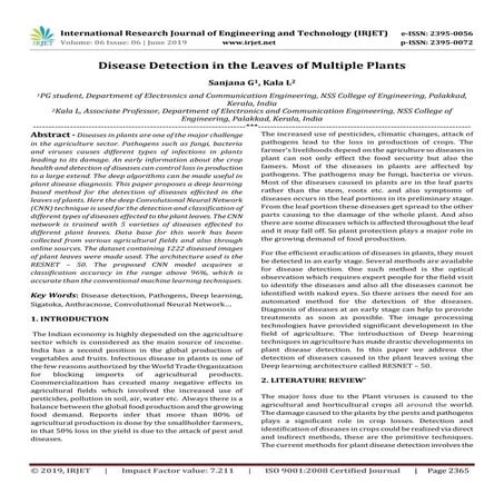 IRJET- Disease Detection in the Leaves of Multiple Plants