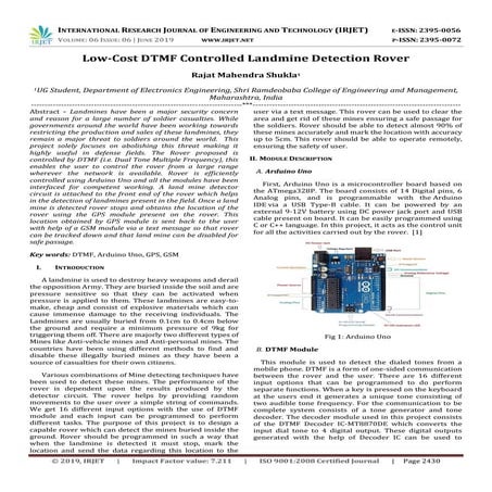 IRJET- Low-Cost DTMF Controlled Landmine Detection Rover