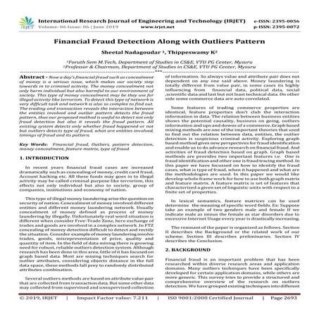 IRJET-  	  Financial Fraud Detection along with Outliers Pattern