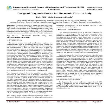 IRJET-  	  Design of Diagnosis Device for Electronic Throttle Body