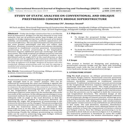 IRJET-  	  Study of Static Analysis on Conventional and Oblique Prestressed C...