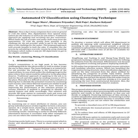 IRJET- Automated CV Classification using Clustering Technique