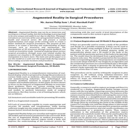 IRJET- Augmented Reality in Surgical Procedures