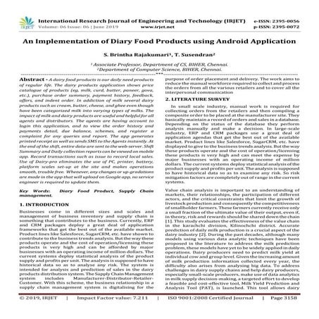 IRJET- An Implementation of Diary Food Products using Android Application