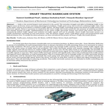 IRJET-  	  Smart Traffic Barricade System