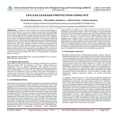 IRJET- LPG Gas Leakage Protection using IoT