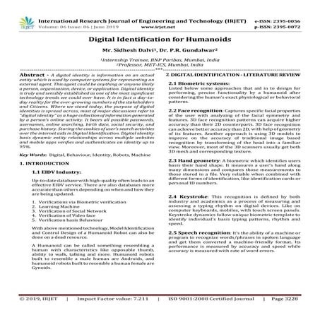 IRJET-  	  Digital Identification for Humanoids