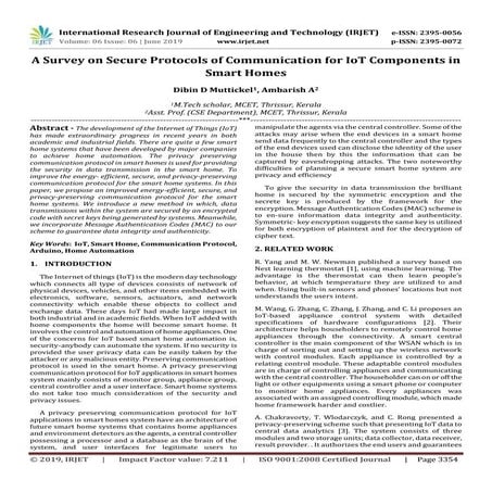 IRJET-  	  A Survey on Secure Protocols of Communication for IoT Components i...