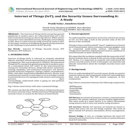 IRJET-  	  Internet of Things (IoT), and the Security Issues Surrounding it: ...