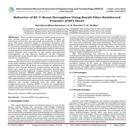 IRJET-  	  Behavior of RC T-Beam Strengthen using Basalt Fiber Reinforced Pol...