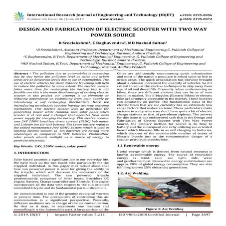 IRJET-  	  Design and Fabrication of Electric Scooter with Two Way Power Source