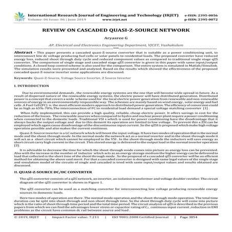 IRJET-  	  Review on Cascaded Quasi-Z-Source Network
