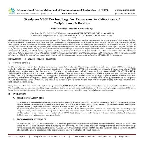 IRJET- Study on VLSI Technology for Processor Architecture of Cellphones : A ...