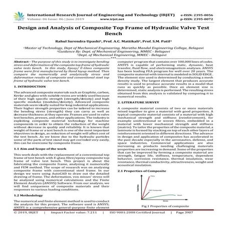 IRJET-  	  Design and Analysis of Composite Top Frame of Hydraulic Valve Test...