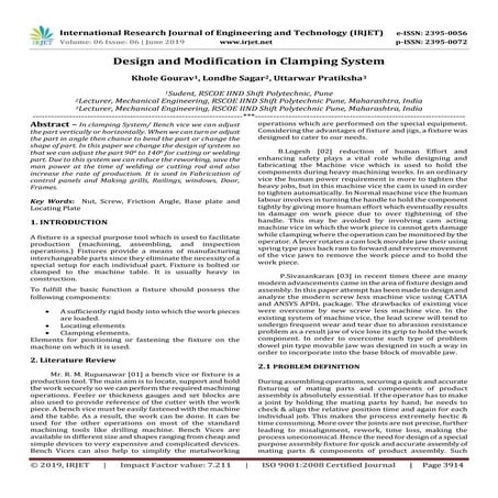 IRJET- Design and Modification in Clamping System