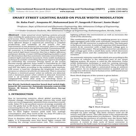 IRJET-  	  Smart Street Lighting based on Pulse Width Modulation
