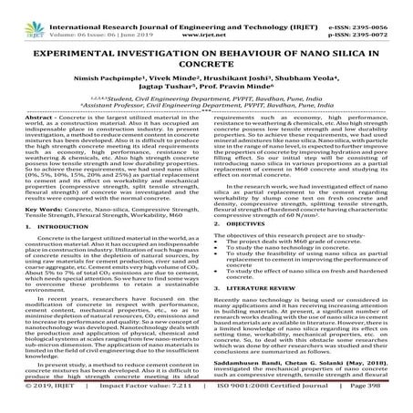 Experimental Study on Partial Replacement of Cement with Nano Silica in ...
