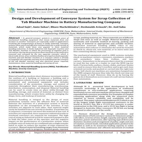 IRJET- Design and Development of Conveyor System for Scrap Collection of Tab ...