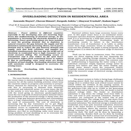 IRJET- Overloading Detection in Residentional Area