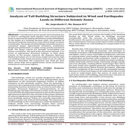 IRJET- Analysis of Tall Building Structure Subjected to Wind and ...