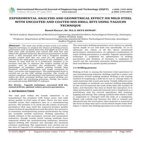 IRJET-  	  Experimental Analysis and Geometrical Effect on Mild Steel with Un...