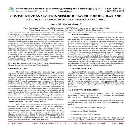 IRJET-  	  Comparative Analysis on Seismic Behaviour of Regular and Verticall...