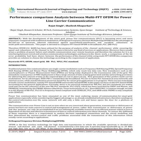 IRJET- Performance Comparison Analysis between Multi-FFT OFDM for Power Line ...