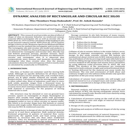 IRJET- Dynamic Analysis of Rectangular and Circular RCC Silos | PDF