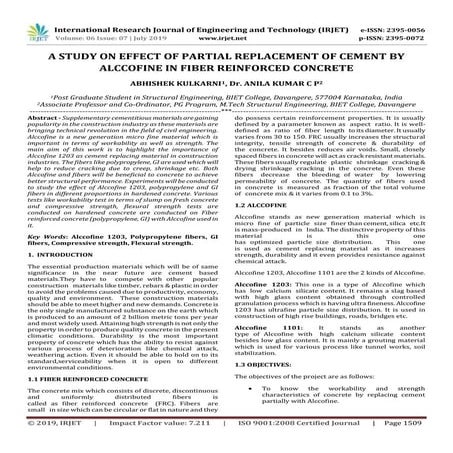STUDY ON PERFORMANCE OF CONCRETE BY USING ALCCOFINE AS A PARTIAL ...