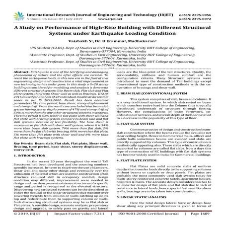 IRJET-  	  A Study on Performance of High-Rise Building with different Struct...