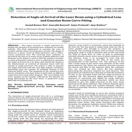IRJET- Detection of Angle-of-Arrival of the Laser Beam using a ...