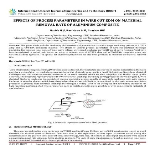 IRJET- Effects of Process Parameters in Wire Cut EDM on Material Removal Rate...