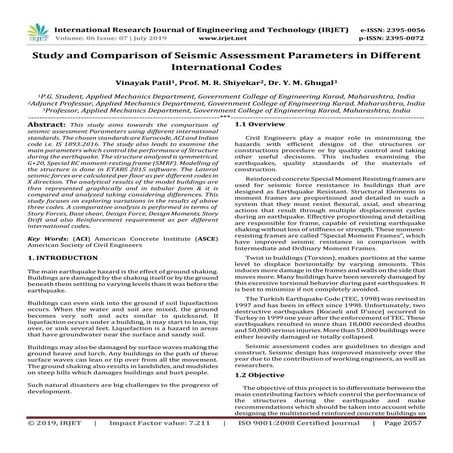 IRJET-  	  Study and Comparison of Seismic Assessment Parameters in Different...
