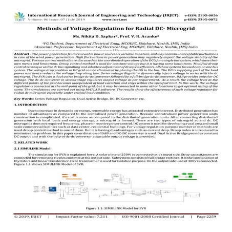 IRJET- Methods of Voltage Regulation for Radial DC- Microgrid