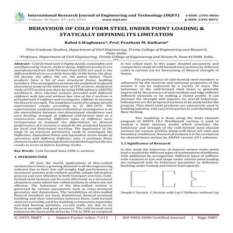 IRJET-  	  Behaviour of Cold Form Steel under Point Loading & Statically Defi...
