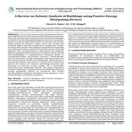 IRJET-  	  A Review on Seismic Analysis of Buildings using Passive Energy Dis...