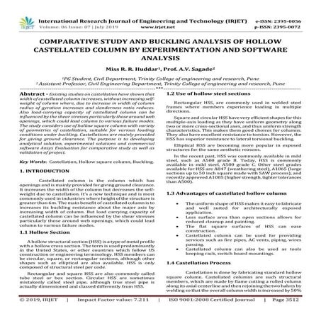 IRJET-  	  Comparative Study and Buckling Analysis of Hollow Castellated Colu...