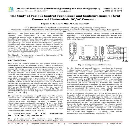 IRJET- The Study of Various Control Techniques and Configurations for Grid Co...