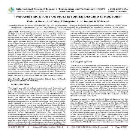 IRJET- Parametric Study on Multistoried Diagrid Structure