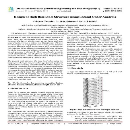 IRJET- Design of High Rise Steel Structure using Second-Order Analysis