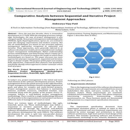 IRJET- Comparative Analysis between Sequential and Iterative Project Manageme...
