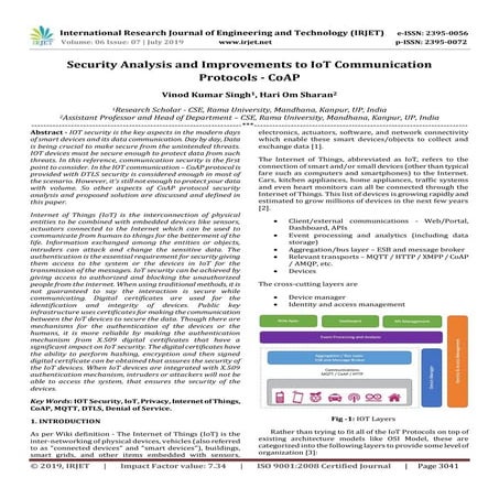 IRJET-  	  Security Analysis and Improvements to IoT Communication Protocols ...