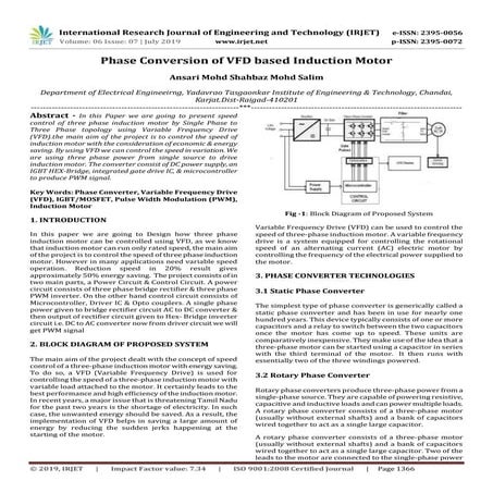IRJET- Phase Conversion of VFD based Induction Motor
