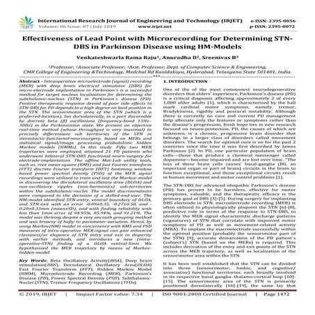 IRJET-  	  Effectiveness of Lead Point with Microrecording for Determining ST...